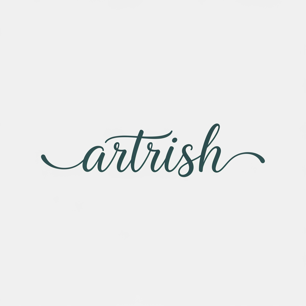 AI Design for make a logo artrish only text and simple and smoth