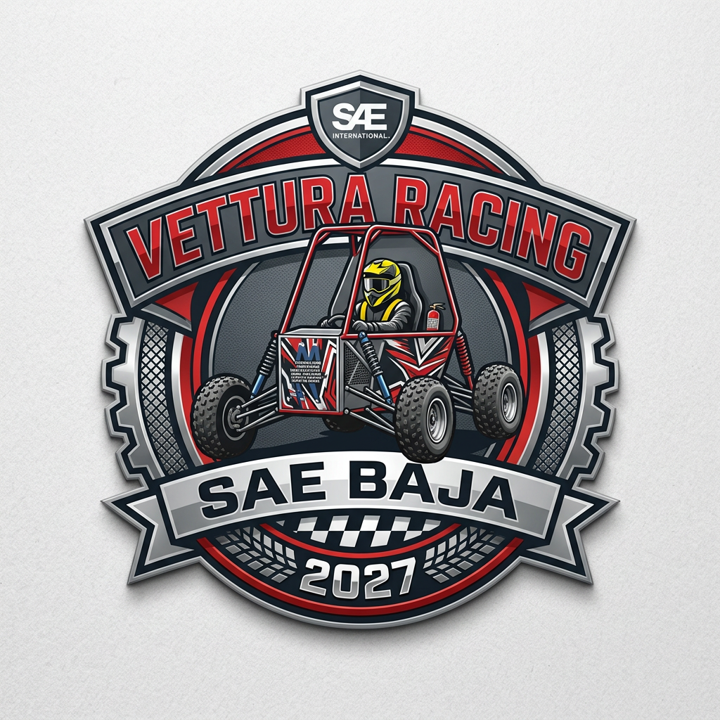 AI Design for Make a Logo for SAE BAJA 2027 for team "Vettura Racing". Use the Buggy image attached , the buggy in logo should look just like that