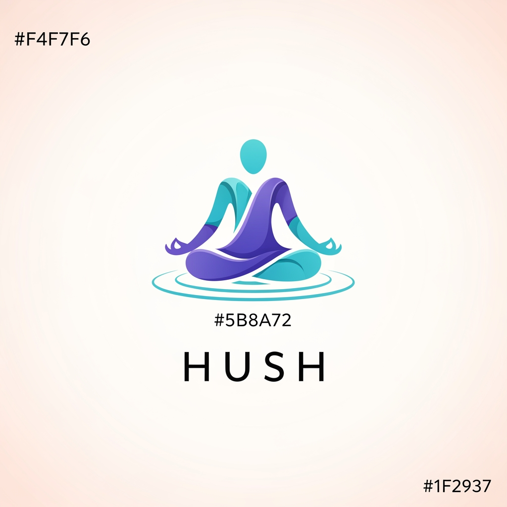 AI Design for i have created a mobile app and its name is HUSH and this is its theme and i want to create logo of my hush application as per my theme export const lightColors = {
primary: '#5B8A72',
background: '#F4F7F6',
card: '#FFFFFF',
text: '#1F2937',
textSecondary: '#6B7280',
border: '#E5E7EB',
accentBg: '#E2F0E9',
};
export const darkColors = {
primary: '#7CB99B',
background: '#121826',
card: '#1E293B',
text: '#F1F5F9',
textSecondary: '#94A3B8',
border: '#334155',
accentBg: '#243A30',
}; and also for refenrece its a meditation app