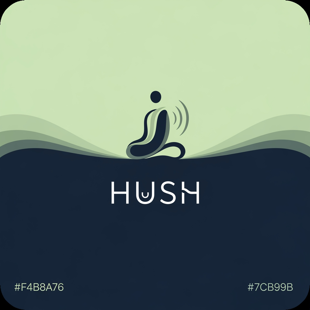 AI Design for i have created a mobile app and its name is HUSH and this is its theme and i want to create logo of my hush application as per my theme export const lightColors = {
primary: '#5B8A72',
background: '#F4F7F6',
card: '#FFFFFF',
text: '#1F2937',
textSecondary: '#6B7280',
border: '#E5E7EB',
accentBg: '#E2F0E9',
};
export const darkColors = {
primary: '#7CB99B',
background: '#121826',
card: '#1E293B',
text: '#F1F5F9',
textSecondary: '#94A3B8',
border: '#334155',
accentBg: '#243A30',
}; and also for refenrece its a meditation app