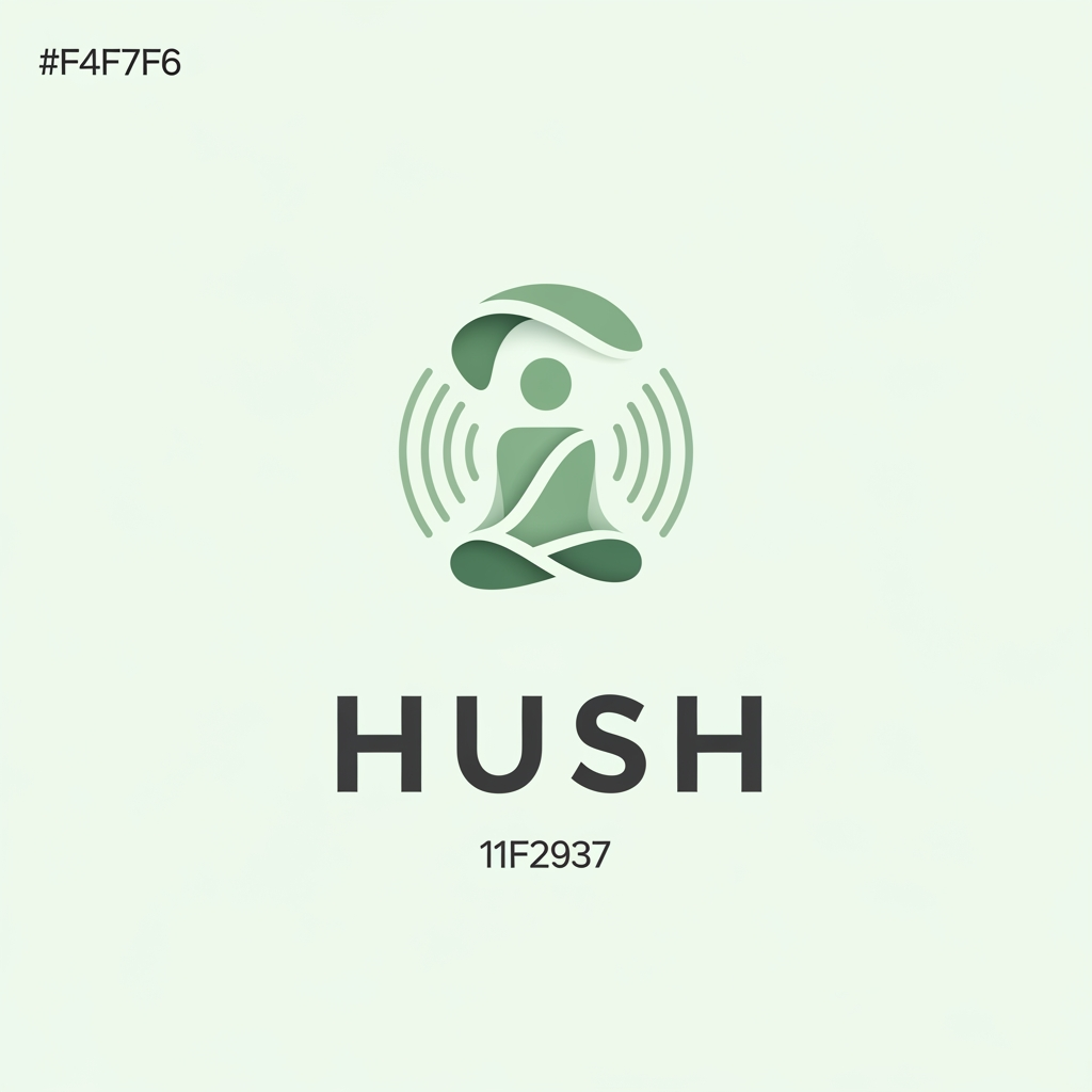 AI Design for i have created a mobile app and its name is HUSH and this is its theme and i want to create logo of my hush application as per my theme export const lightColors = {
primary: '#5B8A72',
background: '#F4F7F6',
card: '#FFFFFF',
text: '#1F2937',
textSecondary: '#6B7280',
border: '#E5E7EB',
accentBg: '#E2F0E9',
};
export const darkColors = {
primary: '#7CB99B',
background: '#121826',
card: '#1E293B',
text: '#F1F5F9',
textSecondary: '#94A3B8',
border: '#334155',
accentBg: '#243A30',
}; and also for refenrece its a meditation app