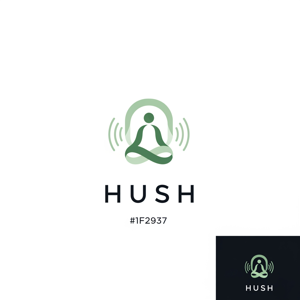 AI Design for i have created a mobile app and its name is HUSH and this is its theme and i want to create logo of my hush application as per my theme export const lightColors = {
primary: '#5B8A72',
background: '#F4F7F6',
card: '#FFFFFF',
text: '#1F2937',
textSecondary: '#6B7280',
border: '#E5E7EB',
accentBg: '#E2F0E9',
};
export const darkColors = {
primary: '#7CB99B',
background: '#121826',
card: '#1E293B',
text: '#F1F5F9',
textSecondary: '#94A3B8',
border: '#334155',
accentBg: '#243A30',
}; and also for refenrece its a meditation app