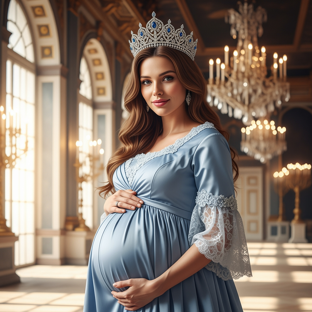 AI Design for this beautiful pregnant princess wears princess crown
