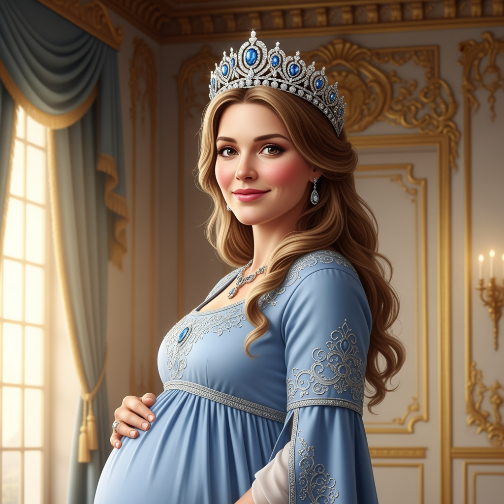 AI Design for this beautiful pregnant princess wears princess crown