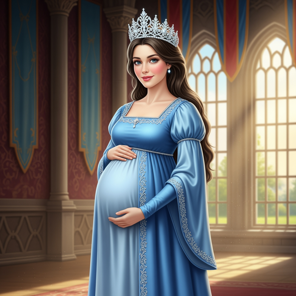 AI Design for this beautiful pregnant princess wears princess crown
