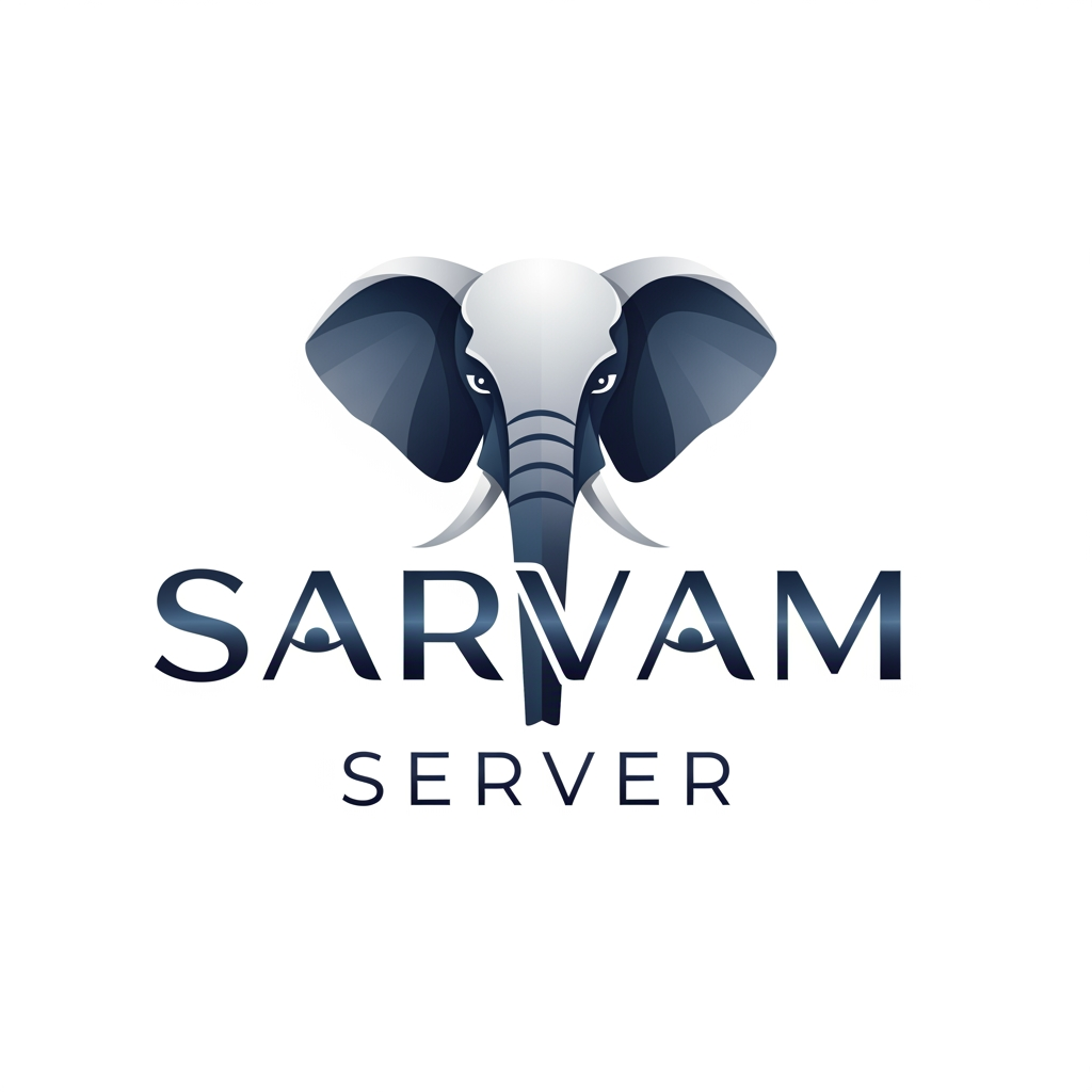 AI Design for LOGO FOR SARVAM SERVER @ USE ELEPHANT FACE ELEMENT NO ICON ONLY USE LETTERS