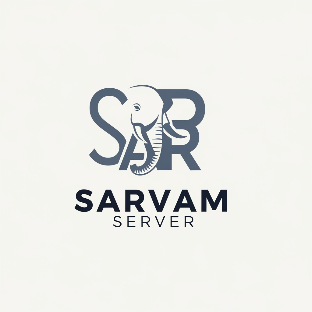 AI Design for LOGO FOR SARVAM SERVER @ USE ELEPHANT FACE ELEMENT NO ICON ONLY USE LETTERS