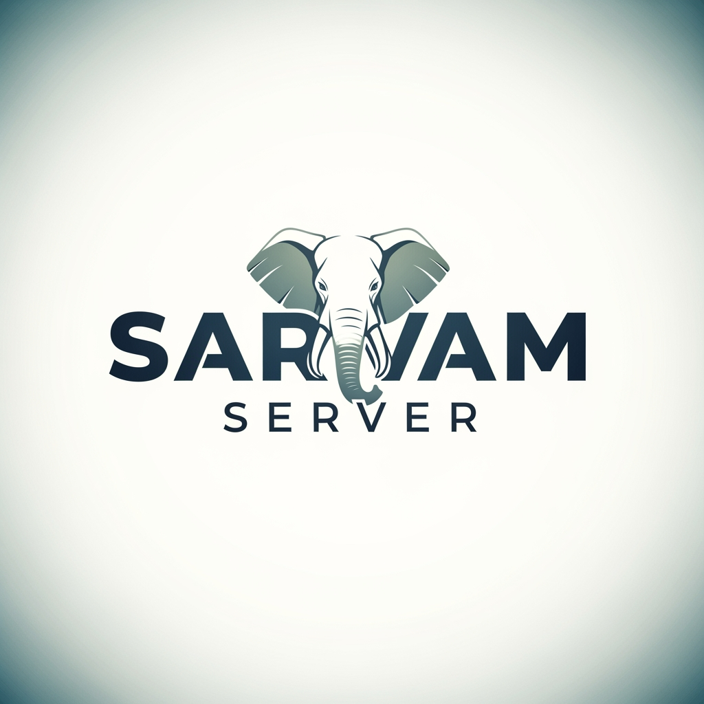 AI Design for LOGO FOR SARVAM SERVER @ USE ELEPHANT FACE ELEMENT NO ICON ONLY USE LETTERS AND SARVAM SERVER WORD EQUAL SIZE MAINTENANCE