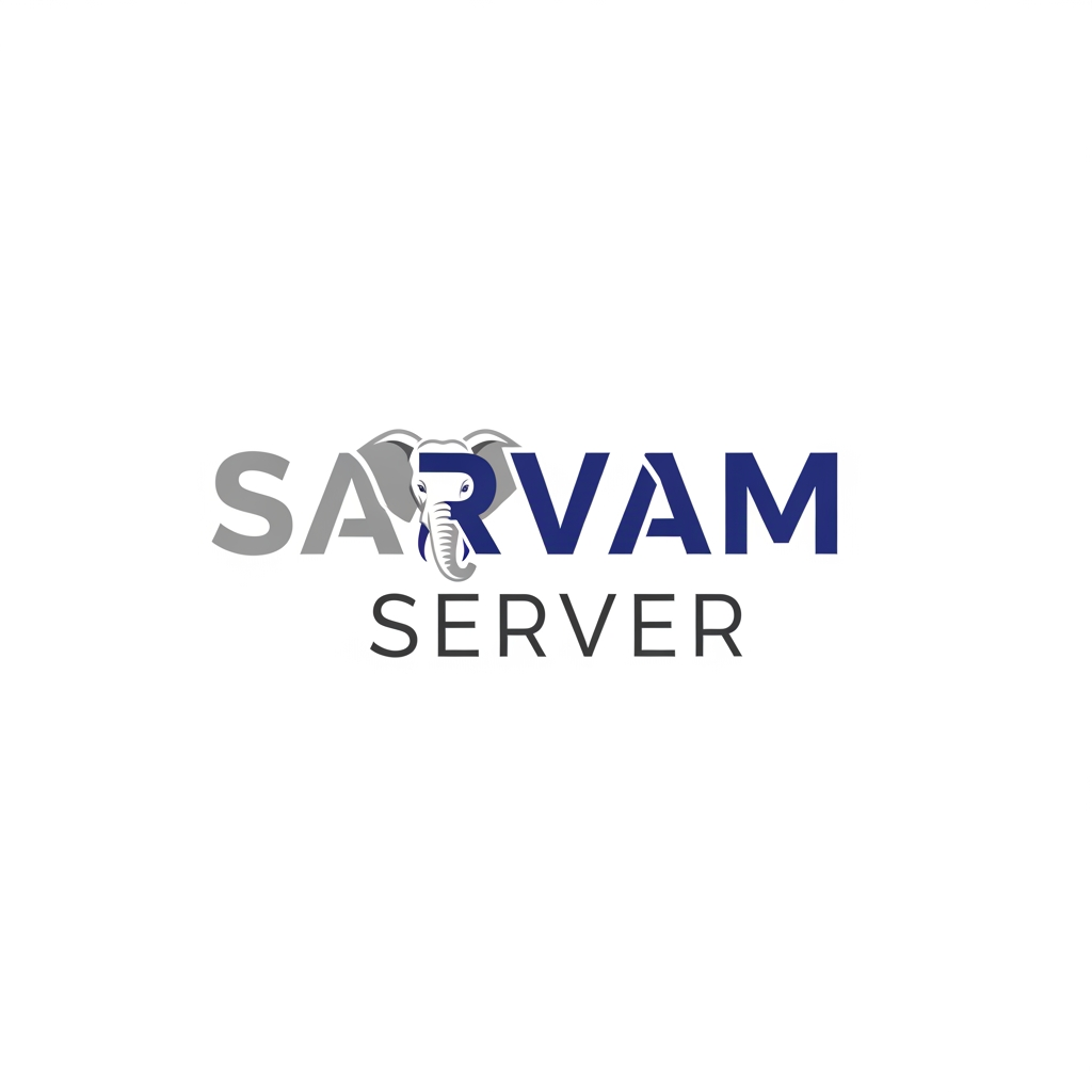 AI Design for LOGO FOR SARVAM SERVER @ USE ELEPHANT FACE ELEMENT NO ICON ONLY USE LETTERS AND SARVAM SERVER EQUAL SIZE MAINTENANCE