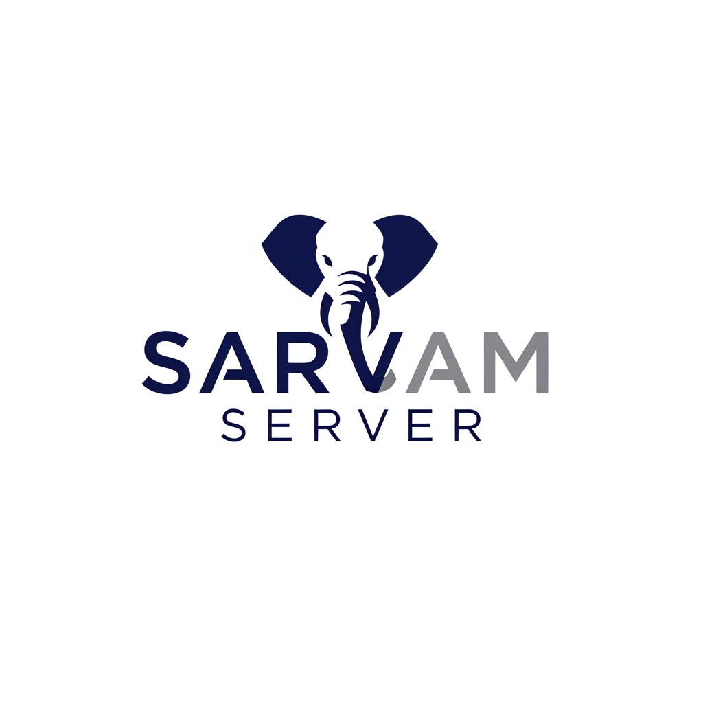 AI Design for LOGO FOR SARVAM SERVER @ USE ELEPHANT FACE ELEMENT NO ICON ONLY USE LETTERS AND SARVAM SERVER WORD EQUAL SIZE MAINTENANCE
