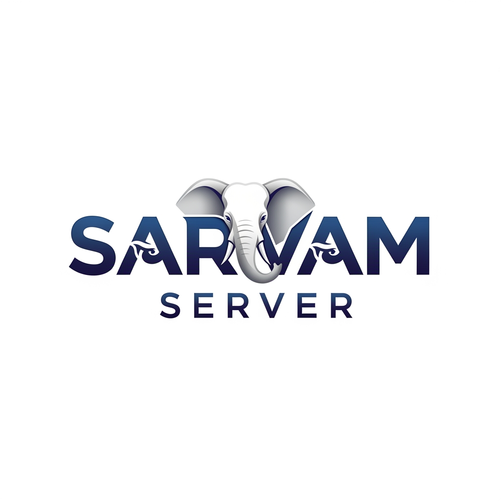 AI Design for LOGO FOR SARVAM SERVER @ USE ELEPHANT FACE ELEMENT NO ICON ONLY USE LETTERS AND SARVAM SERVER EQUAL SIZE MAINTENANCE
