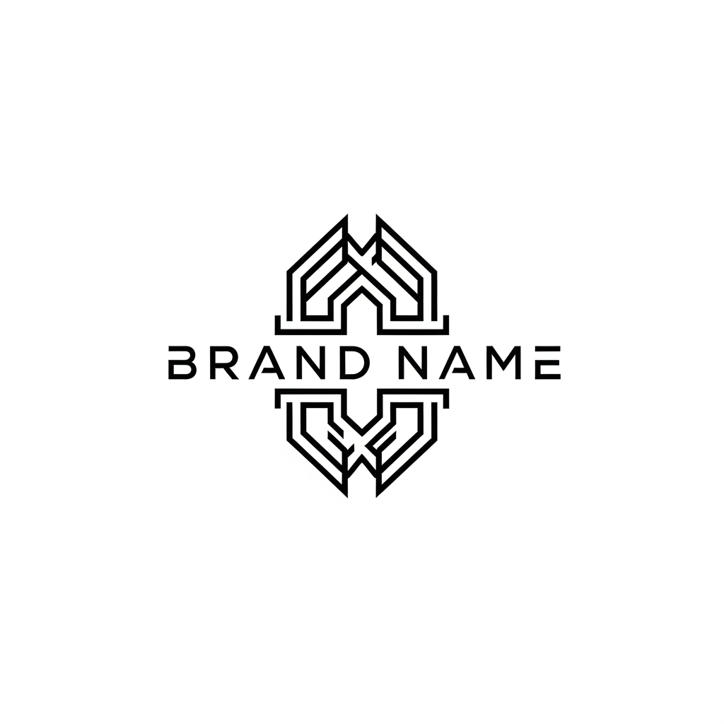 AI Design for Minimal geometric monoline logo, continuous line art, luxury tech branding, futuristic typography, vector SVG style, symmetrical composition, negative space design, ultra clean, premium logo, white background, black lines only.