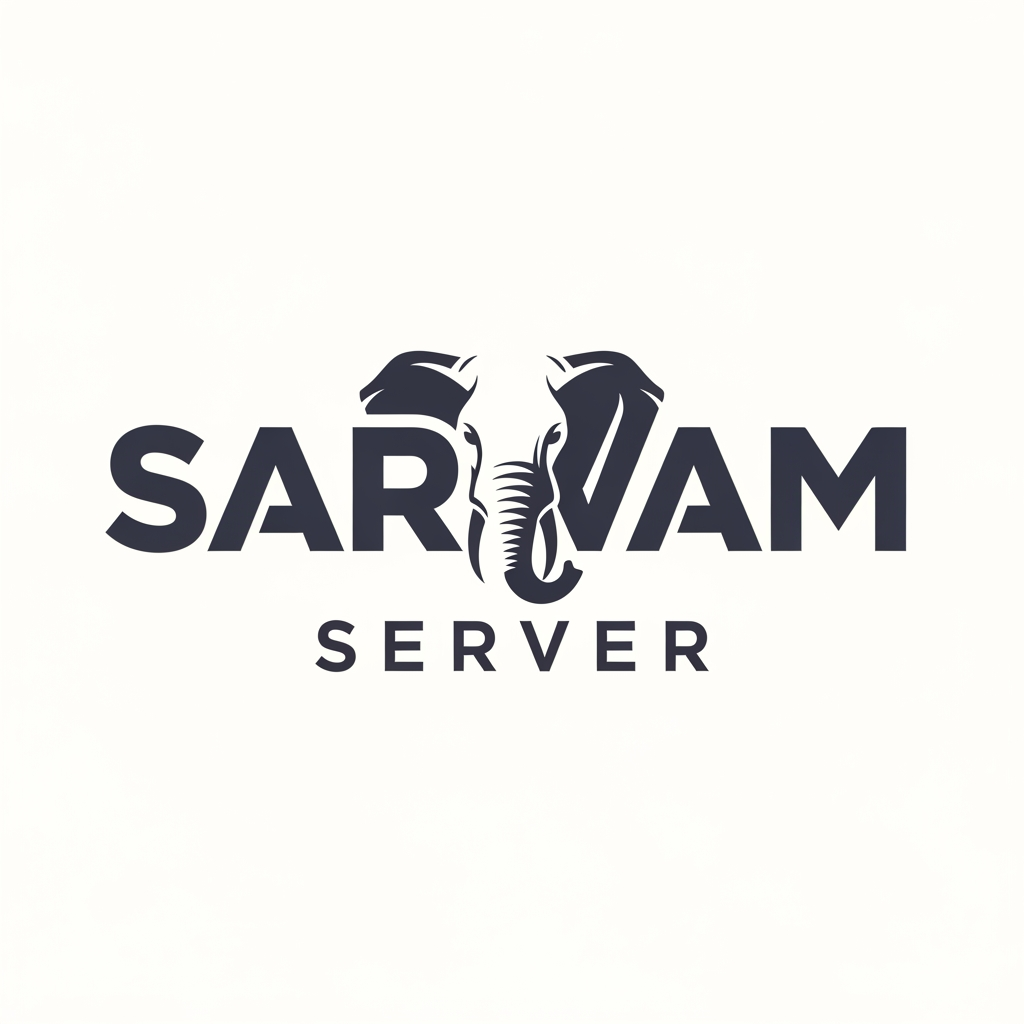 AI Design for LOGO FOR SARVAM SERVER @ USE ELEPHANT FACE ELEMENT NO ICON ONLY USE LETTERS