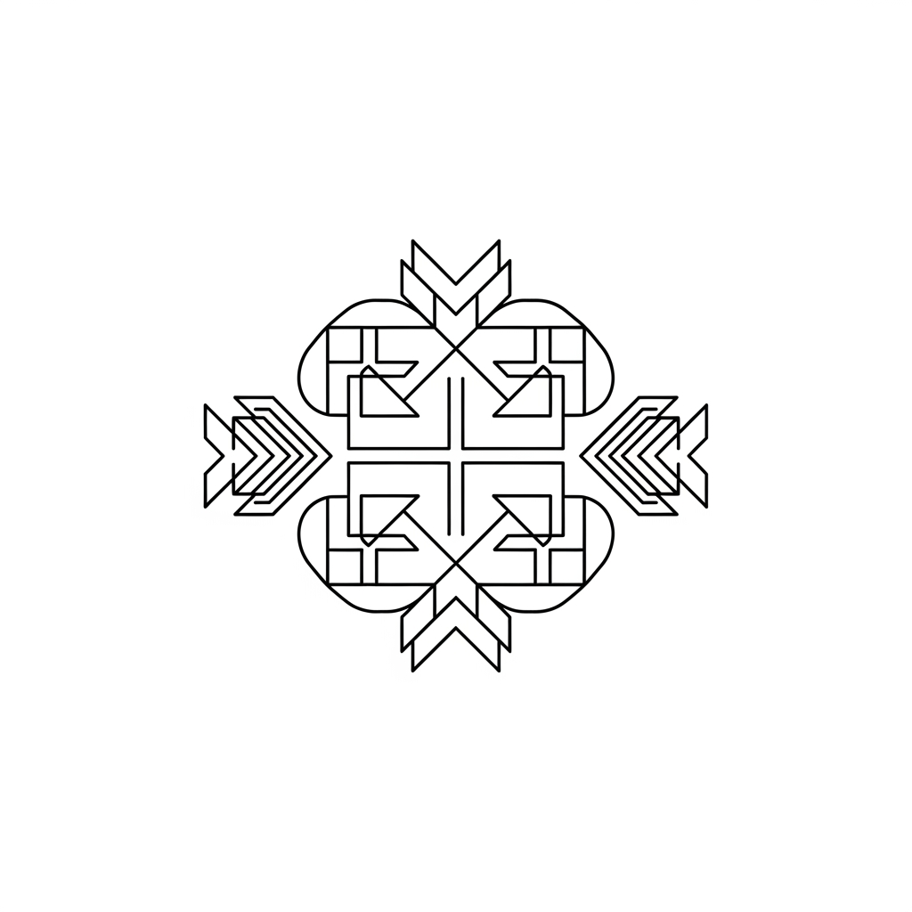 AI Design for Minimal geometric monoline logo, continuous line art, luxury tech branding, futuristic typography, vector SVG style, symmetrical composition, negative space design, ultra clean, premium logo, white background, black lines only.