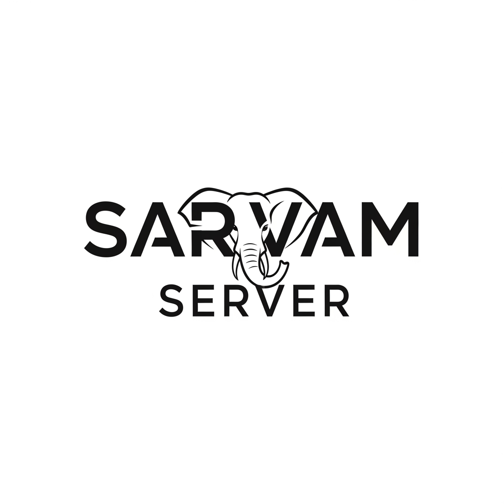AI Design for LOGO FOR SARVAM SERVER @ USE ELEPHANT FACE ELEMENT NO ICON ONLY USE LETTERS AND SARVAM SERVER WORD EQUAL SIZE MAINTENANCE