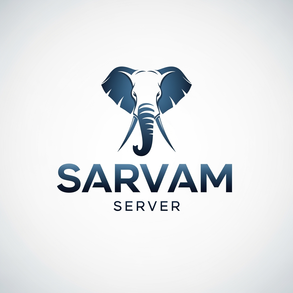 AI Design for LOGO FOR SARVAM SERVER @ USE ELEPHANT FACE ELEMENT NO ICON ONLY USE LETTERS AND SARVAM SERVER EQUAL SIZE MAINTENANCE
