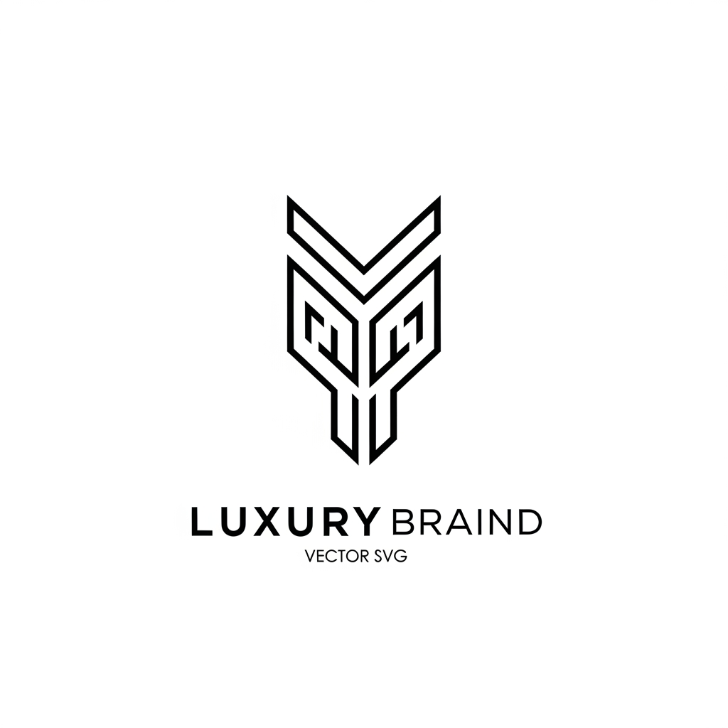 AI Design for Minimal geometric monoline logo, continuous line art, luxury tech branding, futuristic typography, vector SVG style, symmetrical composition, negative space design, ultra clean, premium logo, white background, black lines only.