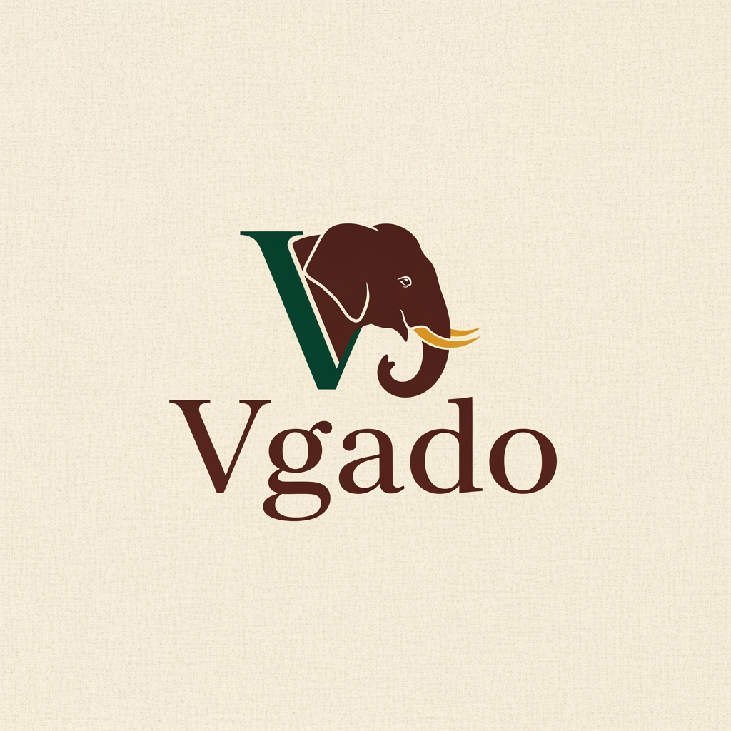 AI Design for I want you to create a logo for traditional clothing brand name "Vgado". They want to add Elephant in their logo creatively. Generate one premium option.