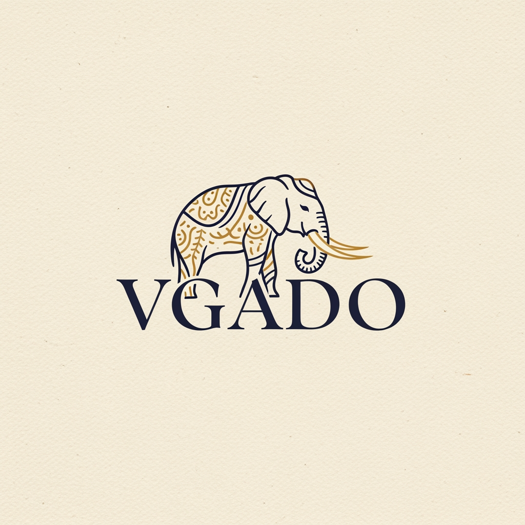 AI Design for I want you to create a logo for traditional clothing brand name "Vgado". They want to add Elephant in their logo creatively. Generate one premium option.