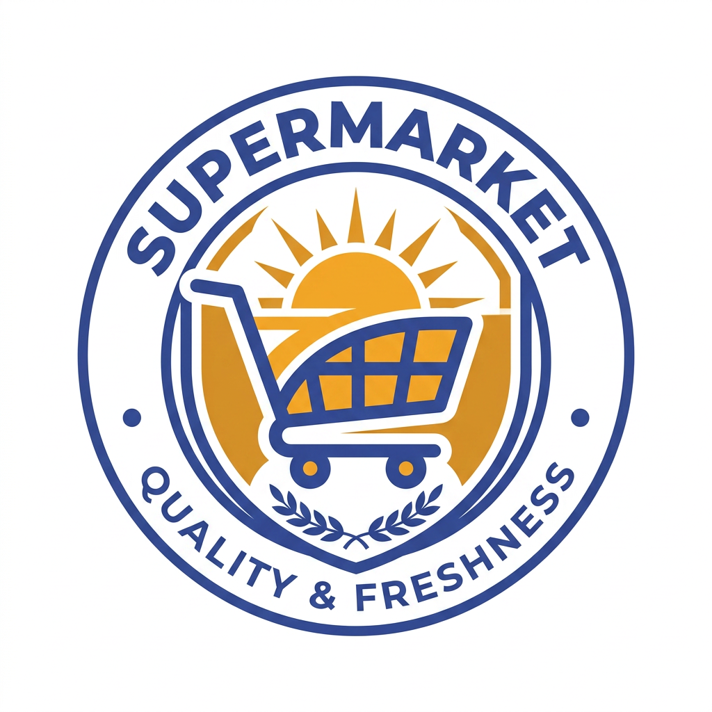 AI Design for use the color theme for logo. create logo for Supermarket as standard logo. Don't mention Shop name in logo