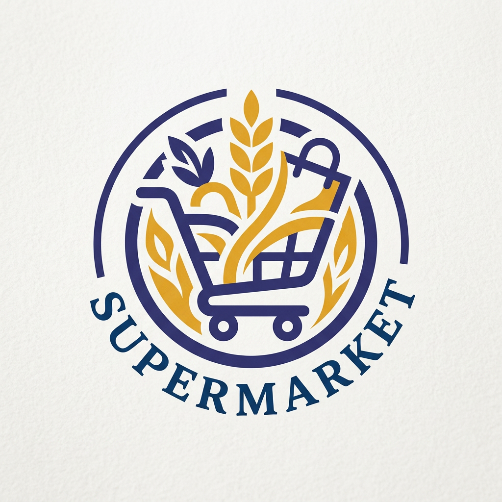 AI Design for use the color theme for logo. create logo for Supermarket as standard logo. Don't mention Shop name in logo. Standard logo