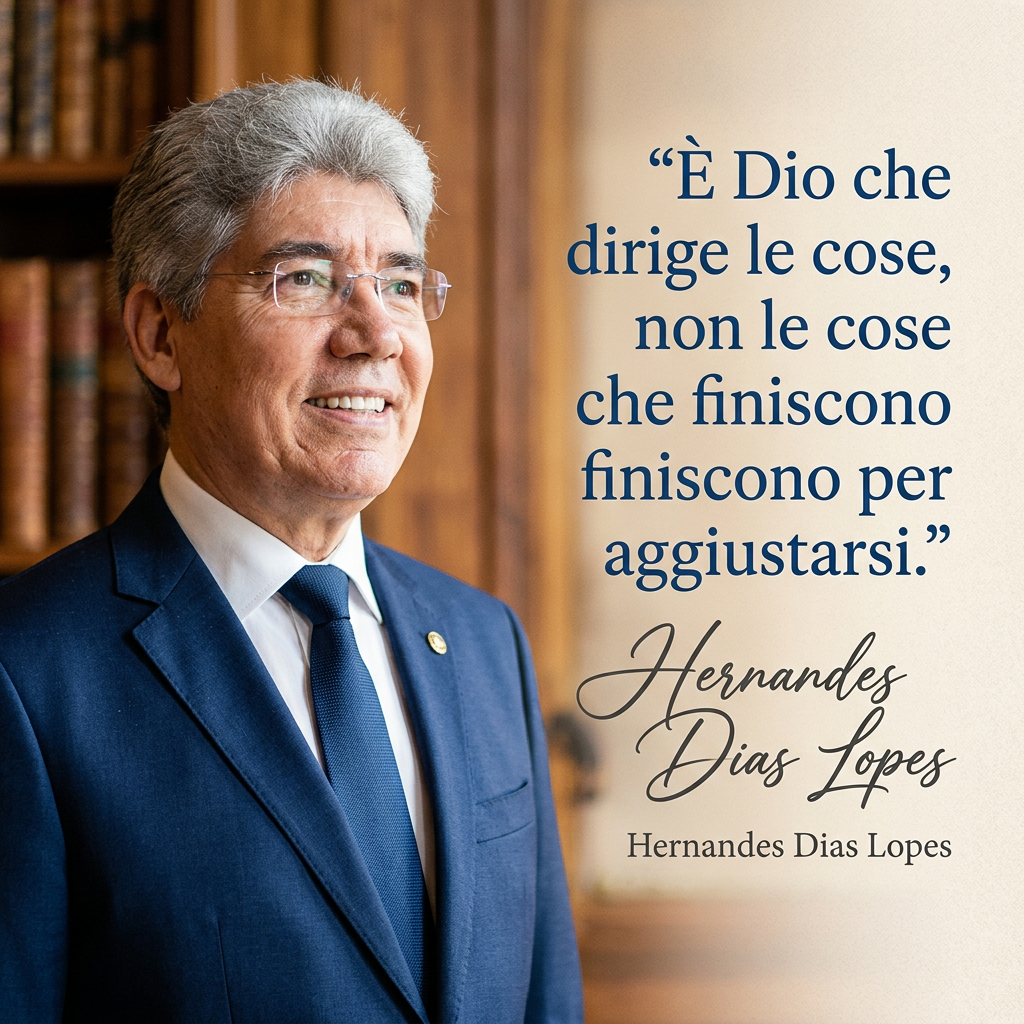 AI Design for Crea un'immagine di Hernandes Dias Lopes guardando verso una direzione con la citazione tradotta in italiano e la firma stilizzata