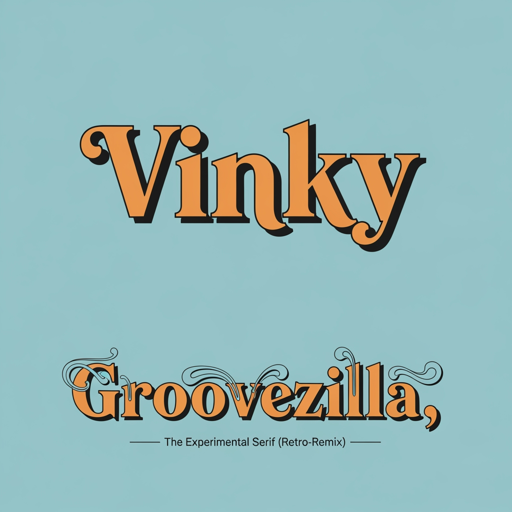 AI Design for The "Experimental Serif" (Retro-Remix)
Editorial-style serifs are making a major comeback in 2026, especially those with exaggerated "liquid" curves or dramatic contrast.
Font Vibe: Funky 70s-inspired serifs mixed with modern sharpness.
Recommendation: Vinky or Groovezilla.
Why it works: It taps into "Retro Nostalgia," which is a core visual pillar for Gen Z right now.