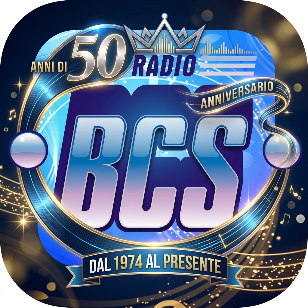 AI Design for PARTENDO DA QUESTO LOGO E TENENDOLO COSI', INSERIAMO IL 50 PER I 50 ANNI DELLA RADIO E CREIAMO UNA COSASUPER ORIGINALE
