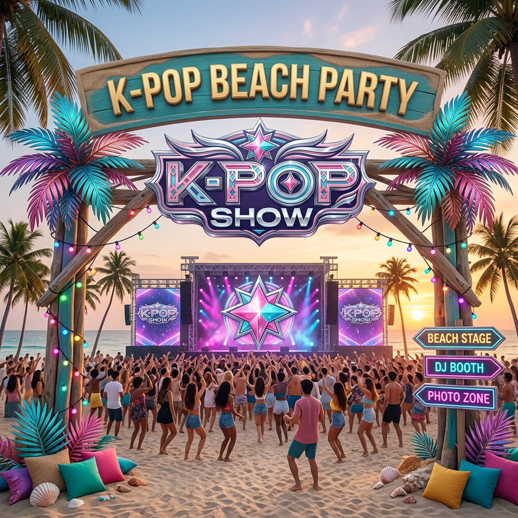 AI Design for VORREI ADATTARE QUESTO LOGO AD UN EVENTO IN SPIAGGIA: K-POP BEACH PARTY MANTENENDO IL LOGO ORIGINALE