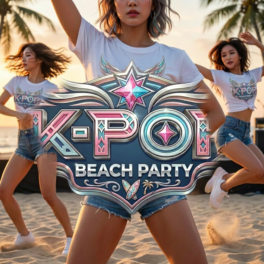 AI Design for BELLA L'IDEA MA IL LOGO DEVE ESSERE QUELLO CON LA SCRITTA K-POP BEACH PARTY