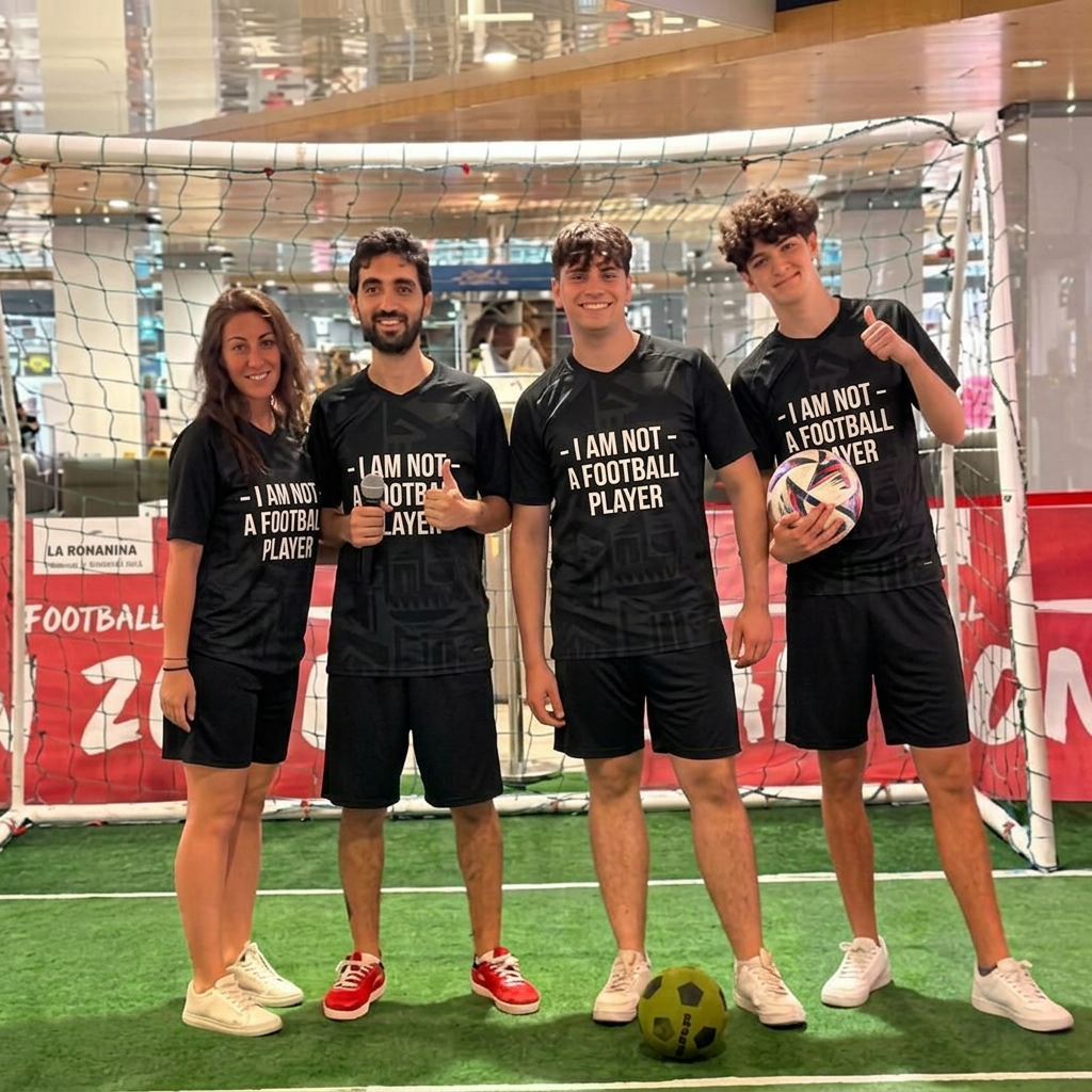 AI Design for TUTTI I GIOCATORI DEVONO INDOSSARE UNA MAGLIA NERA, PANTALONICNO NERO E LA ASCRITTA SULLA MAGLIA: I AM NOT - A FOOTBALL PLAYER
