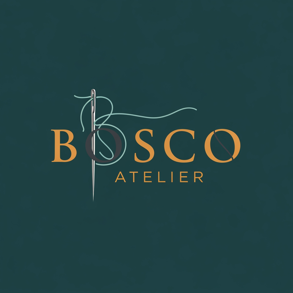 AI Design for CREATE ME A LOGO FOR BOSCO ATELIER. THE SHOP IS STITCHING UNIT, SO CREATE ONE ACCORING TO THAT.