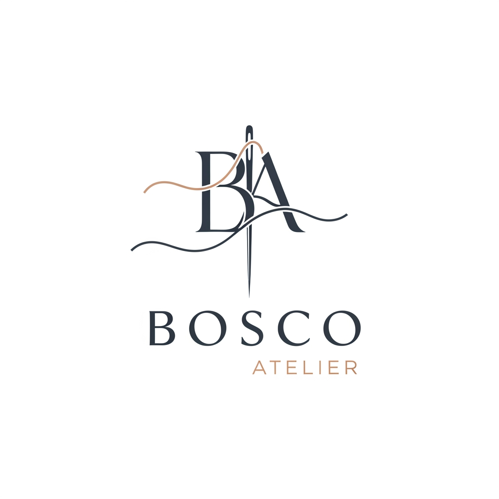 AI Design for CREATE ME A LOGO FOR BOSCO ATELIER. THE SHOP IS STITCHING UNIT, SO CREATE ONE ACCORING TO THAT.