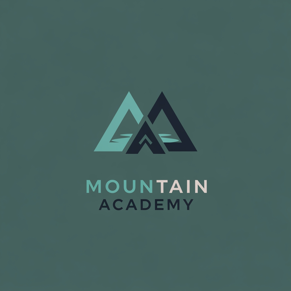 AI Design for I want to create logo for Mountain Academy - that is a center for educating mountain guides about orientation, mountaineering, guiding, first aid, rescue etc, everything that is connected to the mountaineering and hiking. Logo needs to be serious and professional, and people have to know what is about when they see it. Keep it really simple and minimalistic, one or two colors only, without AI ilustrations of mountains etc