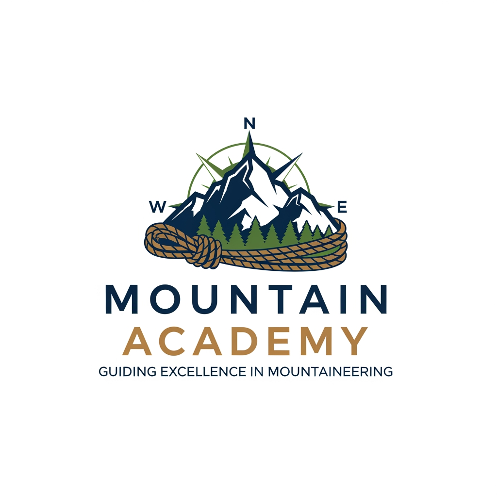 AI Design for I want to create logo for Mountain Academy - that is a center for educating mountain guides about orientation, mountaineering, guiding, first aid, rescue etc, everything that is connected to the mountaineering and hiking. Logo needs to be serious and professional, and people have to know what is about when they see it