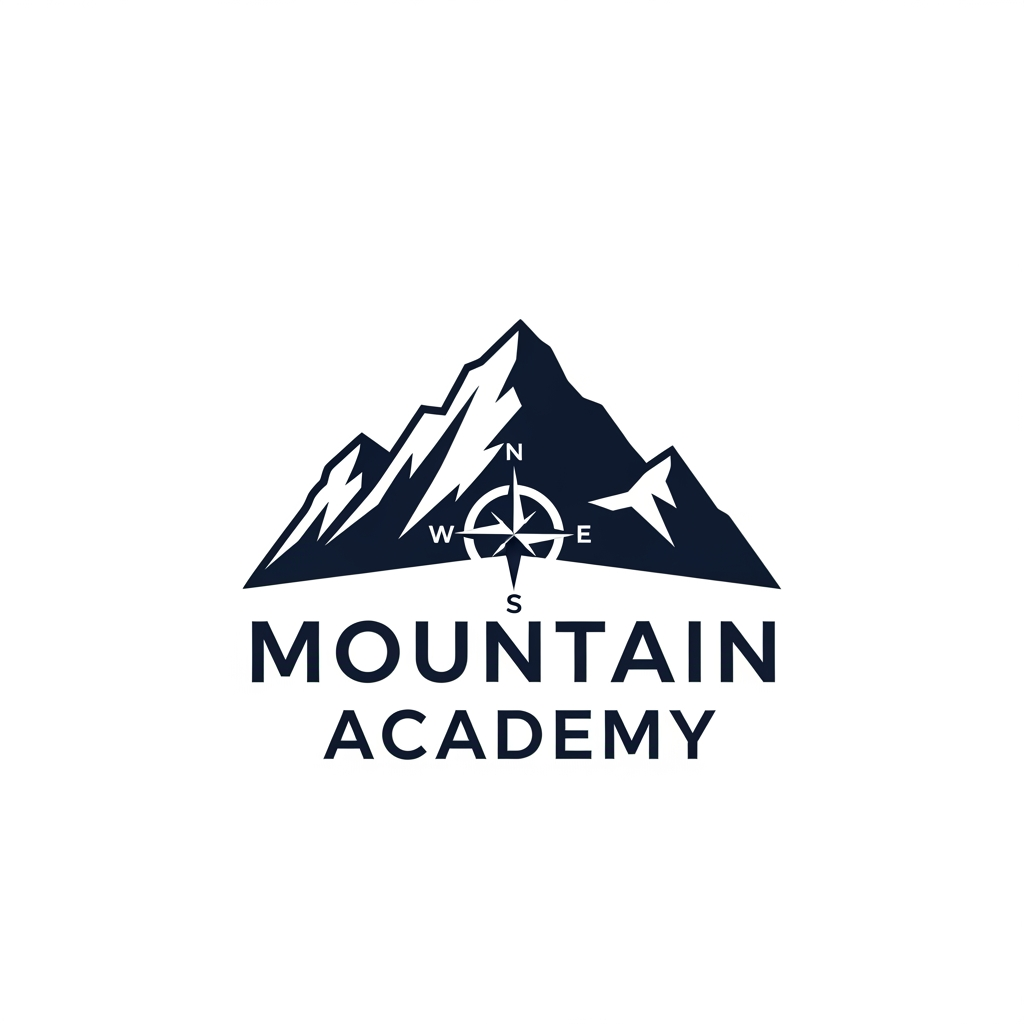 AI Design for I want to create logo for Mountain Academy - that is a center for educating mountain guides about orientation, mountaineering, guiding, first aid, rescue etc, everything that is connected to the mountaineering and hiking. Logo needs to be serious and professional, and people have to know what is about when they see it