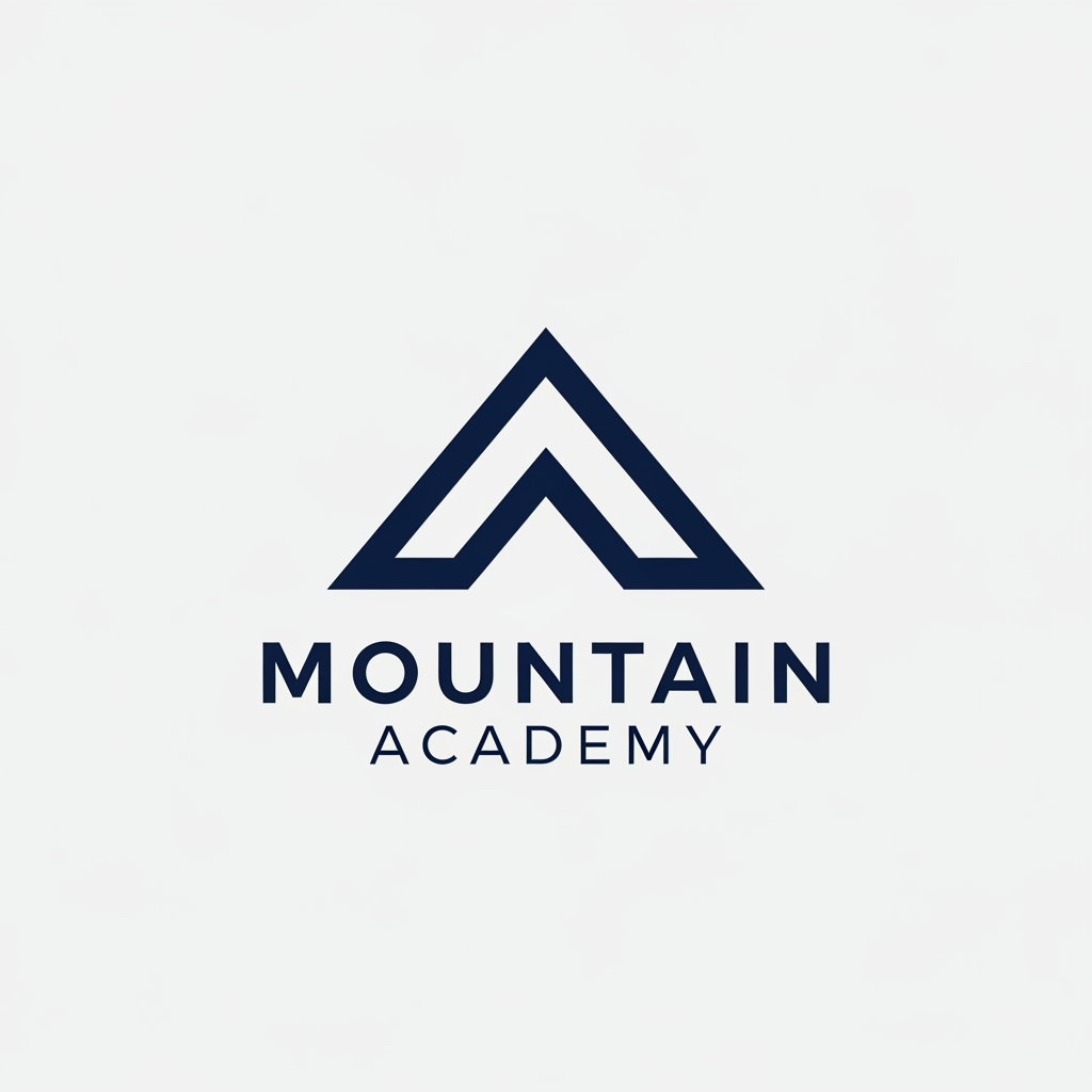 AI Design for I want to create logo for Mountain Academy - that is a center for educating mountain guides about orientation, mountaineering, guiding, first aid, rescue etc, everything that is connected to the mountaineering and hiking. Logo needs to be serious and professional, and people have to know what is about when they see it. Keep it really simple and minimalistic, one or two colors only, without AI ilustrations of mountains etc. Keep it even more simple and straightforward. the last one isnt bad, give me variations like that