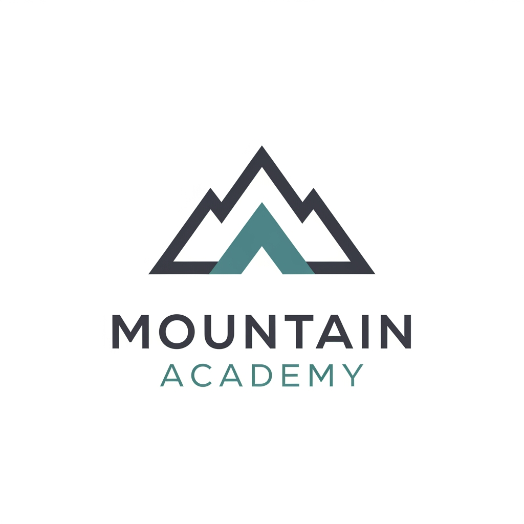 AI Design for I want to create logo for Mountain Academy - that is a center for educating mountain guides about orientation, mountaineering, guiding, first aid, rescue etc, everything that is connected to the mountaineering and hiking. Logo needs to be serious and professional, and people have to know what is about when they see it. Keep it really simple and minimalistic, one or two colors only, without AI ilustrations of mountains etc. Keep it even more simple and straightforward. the last one isnt bad, give me variations like that. give me something with better design