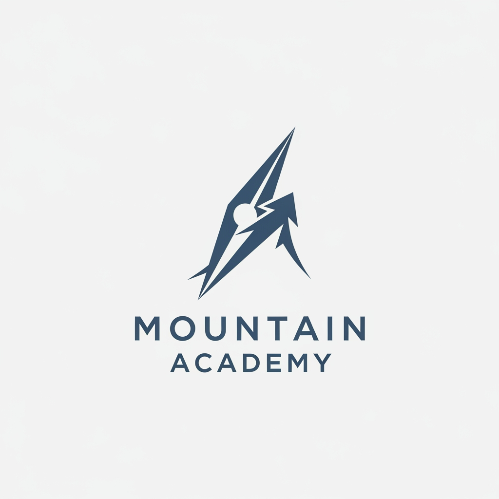AI Design for I want to create logo for Mountain Academy - that is a center for educating mountain guides about orientation, mountaineering, guiding, first aid, rescue etc, everything that is connected to the mountaineering and hiking. Logo needs to be serious and professional, and people have to know what is about when they see it. Keep it really simple and minimalistic, one or two colors only, without AI ilustrations of mountains etc