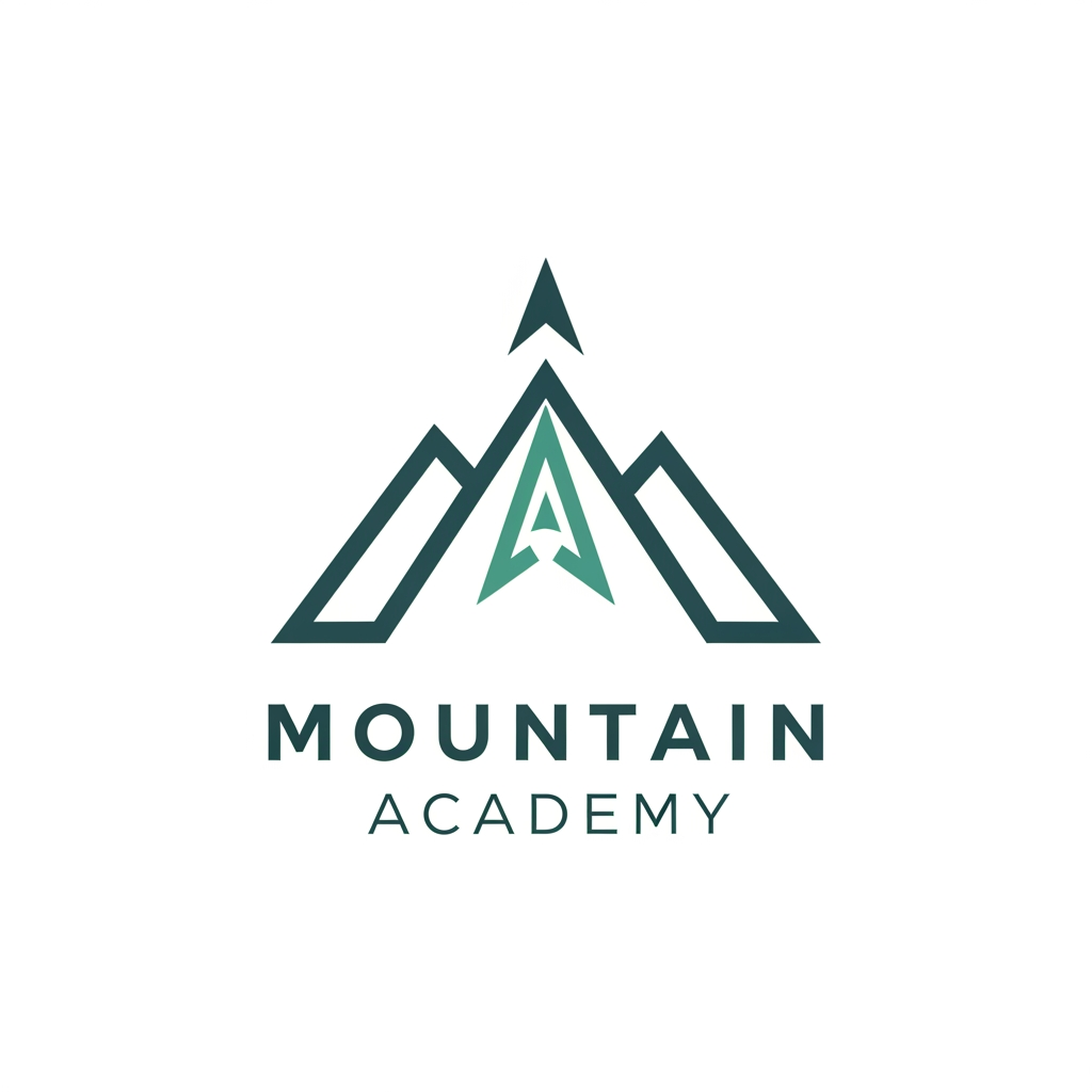 AI Design for I want to create logo for Mountain Academy - that is a center for educating mountain guides about orientation, mountaineering, guiding, first aid, rescue etc, everything that is connected to the mountaineering and hiking. Logo needs to be serious and professional, and people have to know what is about when they see it. Keep it really simple and minimalistic, one or two colors only, without AI ilustrations of mountains etc. Keep it even more simple and straightforward. the last one isnt bad, give me variations like that. give me something with better design. lets try to combine mountain silhouete/lineart and compass arrow, but keep it minimal, simple, professional and not that much AI