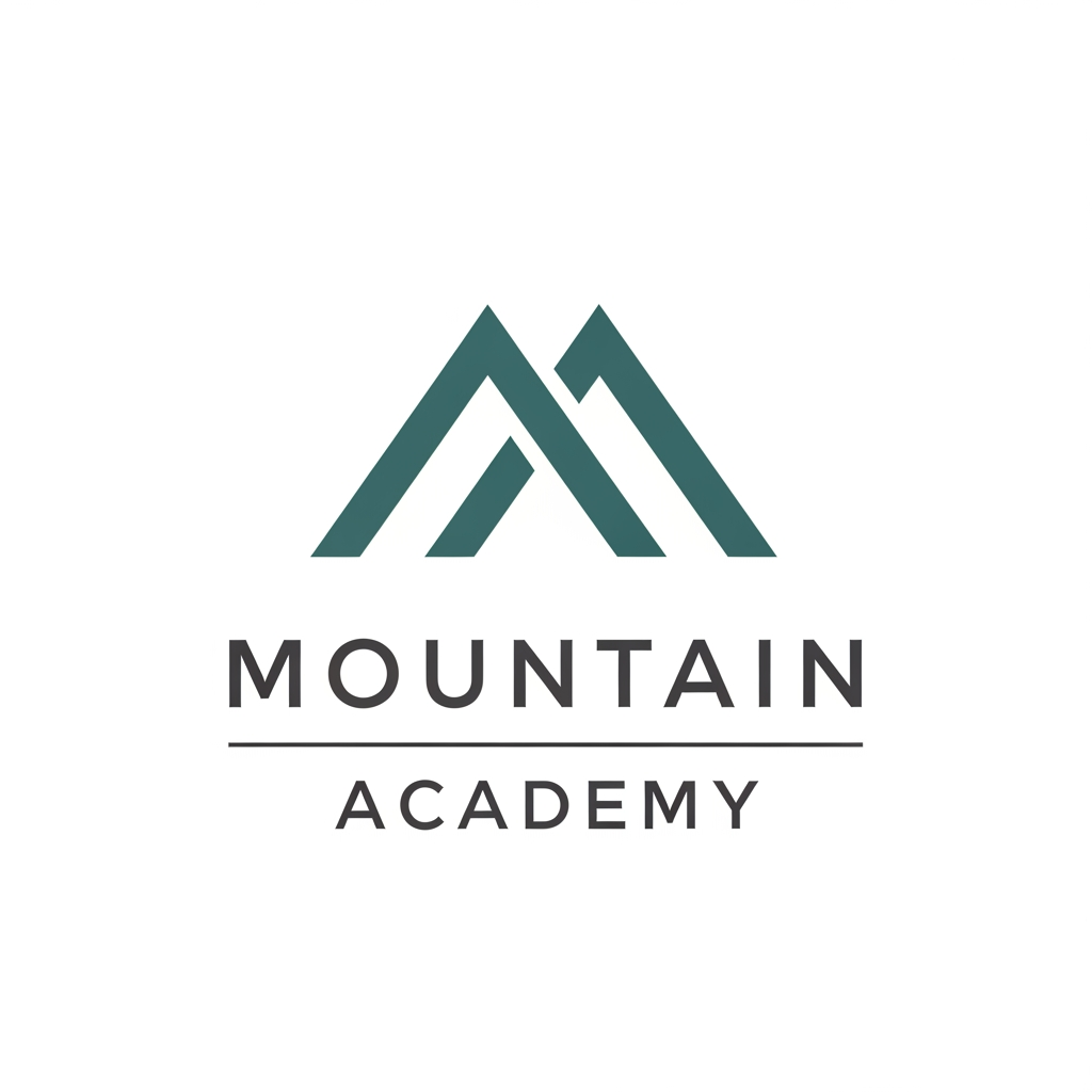AI Design for I want to create logo for Mountain Academy - that is a center for educating mountain guides about orientation, mountaineering, guiding, first aid, rescue etc, everything that is connected to the mountaineering and hiking. Logo needs to be serious and professional, and people have to know what is about when they see it. Keep it really simple and minimalistic, one or two colors only, without AI ilustrations of mountains etc. Keep it even more simple and straightforward. the last one isnt bad, give me variations like that