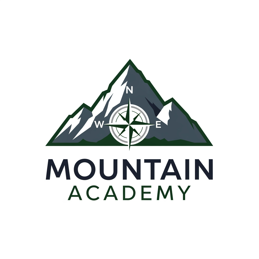 AI Design for I want to create logo for Mountain Academy - that is a center for educating mountain guides about orientation, mountaineering, guiding, first aid, rescue etc, everything that is connected to the mountaineering and hiking. Logo needs to be serious and professional, and people have to know what is about when they see it