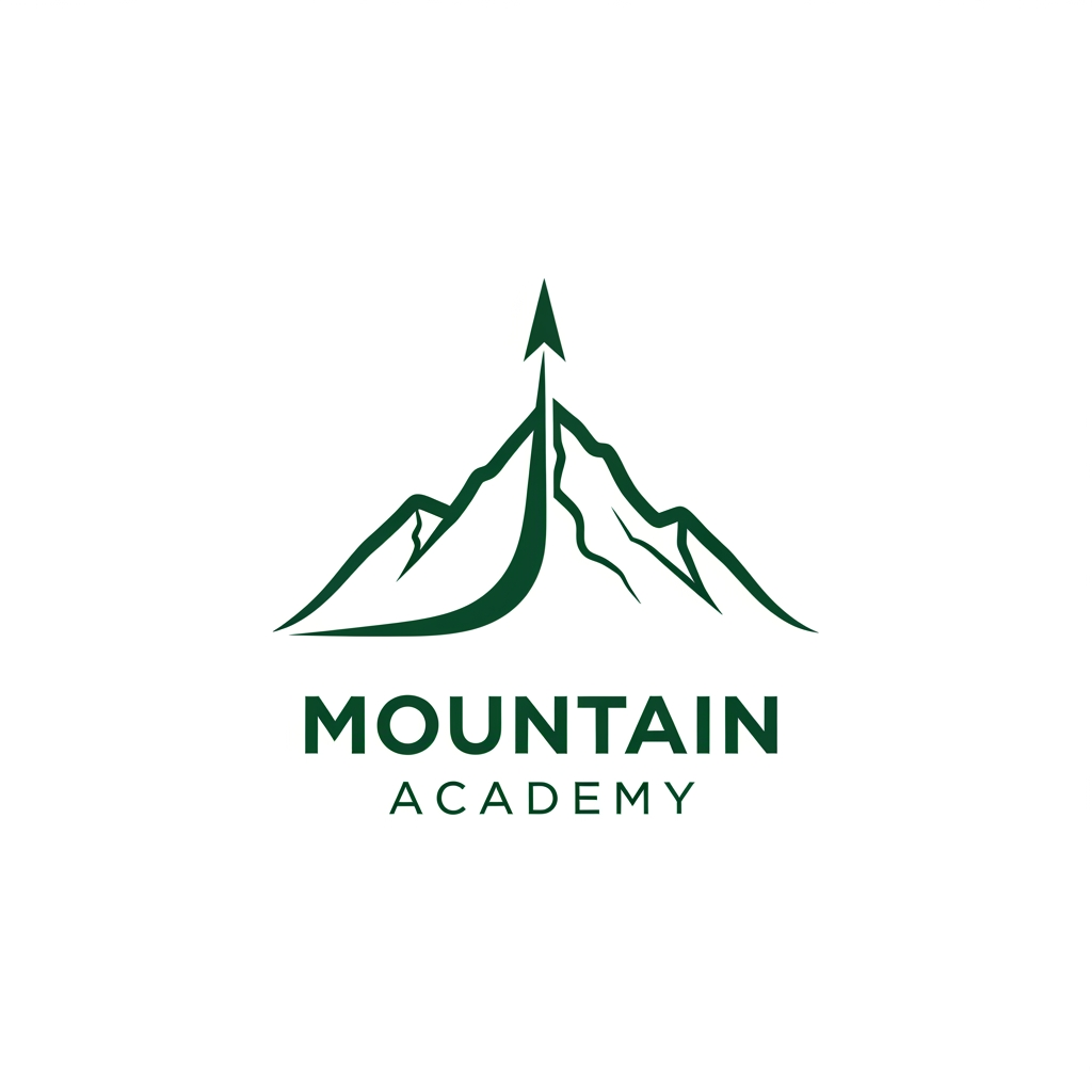 AI Design for I want to create logo for Mountain Academy - that is a center for educating mountain guides about orientation, mountaineering, guiding, first aid, rescue etc, everything that is connected to the mountaineering and hiking. Logo needs to be serious and professional, and people have to know what is about when they see it. Keep it really simple and minimalistic, one or two colors only, without AI ilustrations of mountains etc. Keep it even more simple and straightforward. the last one isnt bad, give me variations like that. give me something with better design. lets try to combine mountain silhouete/lineart and compass arrow