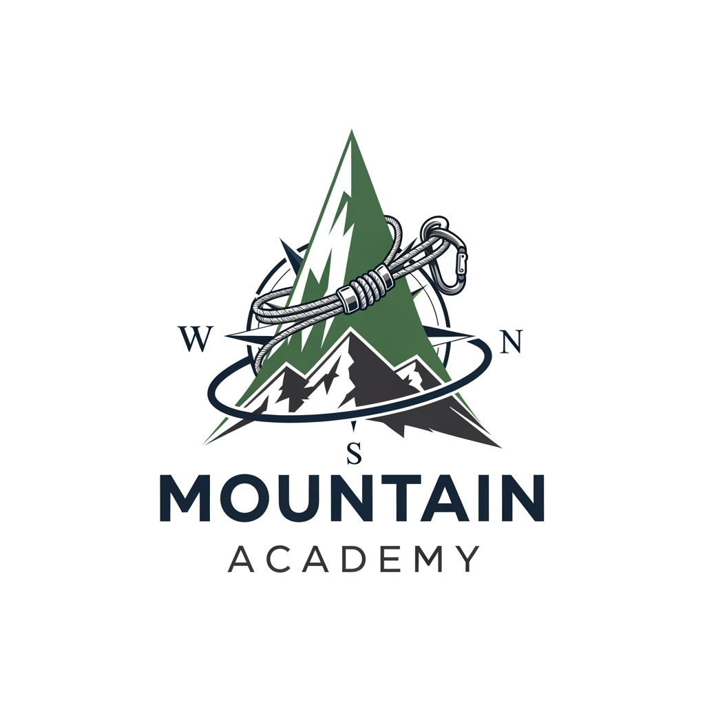 AI Design for I want to create logo for Mountain Academy - that is a center for educating mountain guides about orientation, mountaineering, guiding, first aid, rescue etc, everything that is connected to the mountaineering and hiking. Logo needs to be serious and professional, and people have to know what is about when they see it