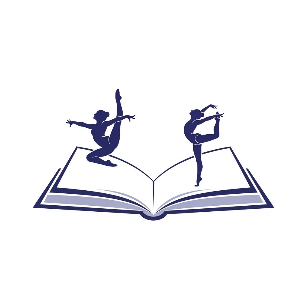 AI Design for Un logo avec un livre ouvert et 2 gymnastes filles sur les 2 pages