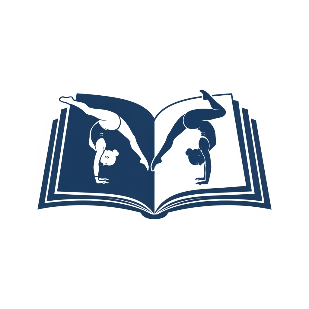 AI Design for Un logo avec un livre ouvert et 2 gymnastes filles sur les 2 pages
