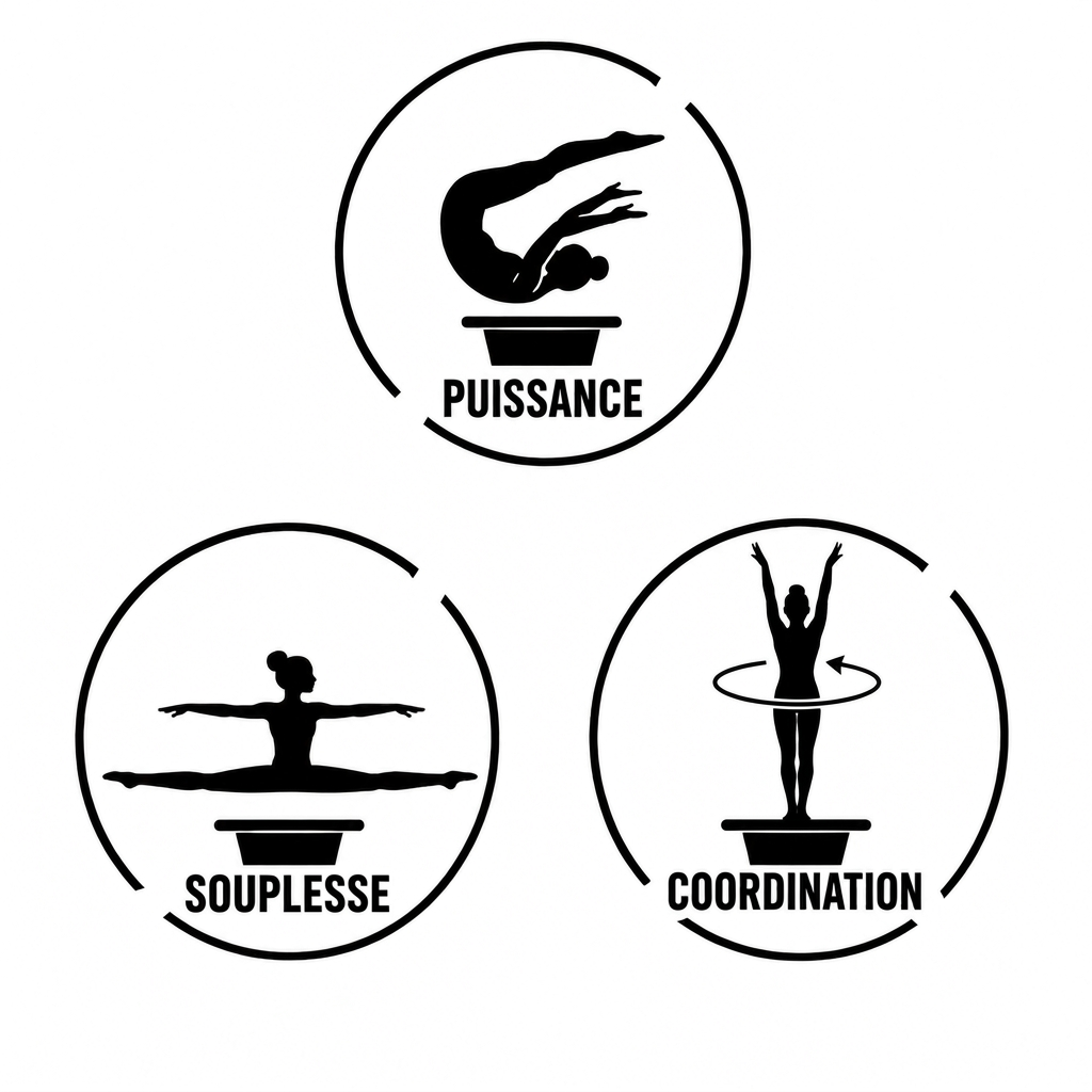 AI Design for Tu me mets la gymnastes en bas à droite face à moi avec les bras tendus au dessus de la tête et tu me bouges les images entres les gymnastes et les mots