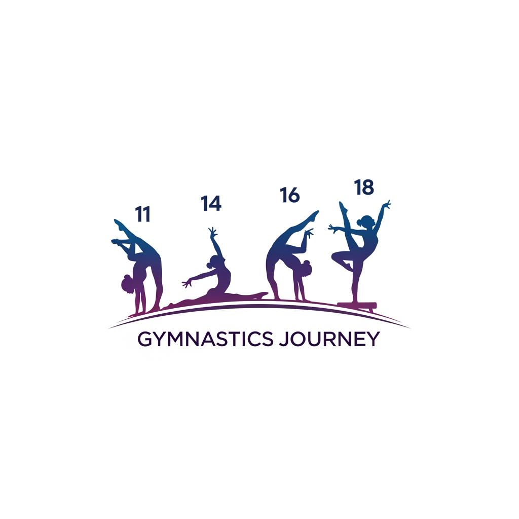 AI Design for Logo d'un petite fille qui fait de la gym à 11 ans et faire une évolution qui arrive à l'age de 18 ans. ET il faut 4 filles entre