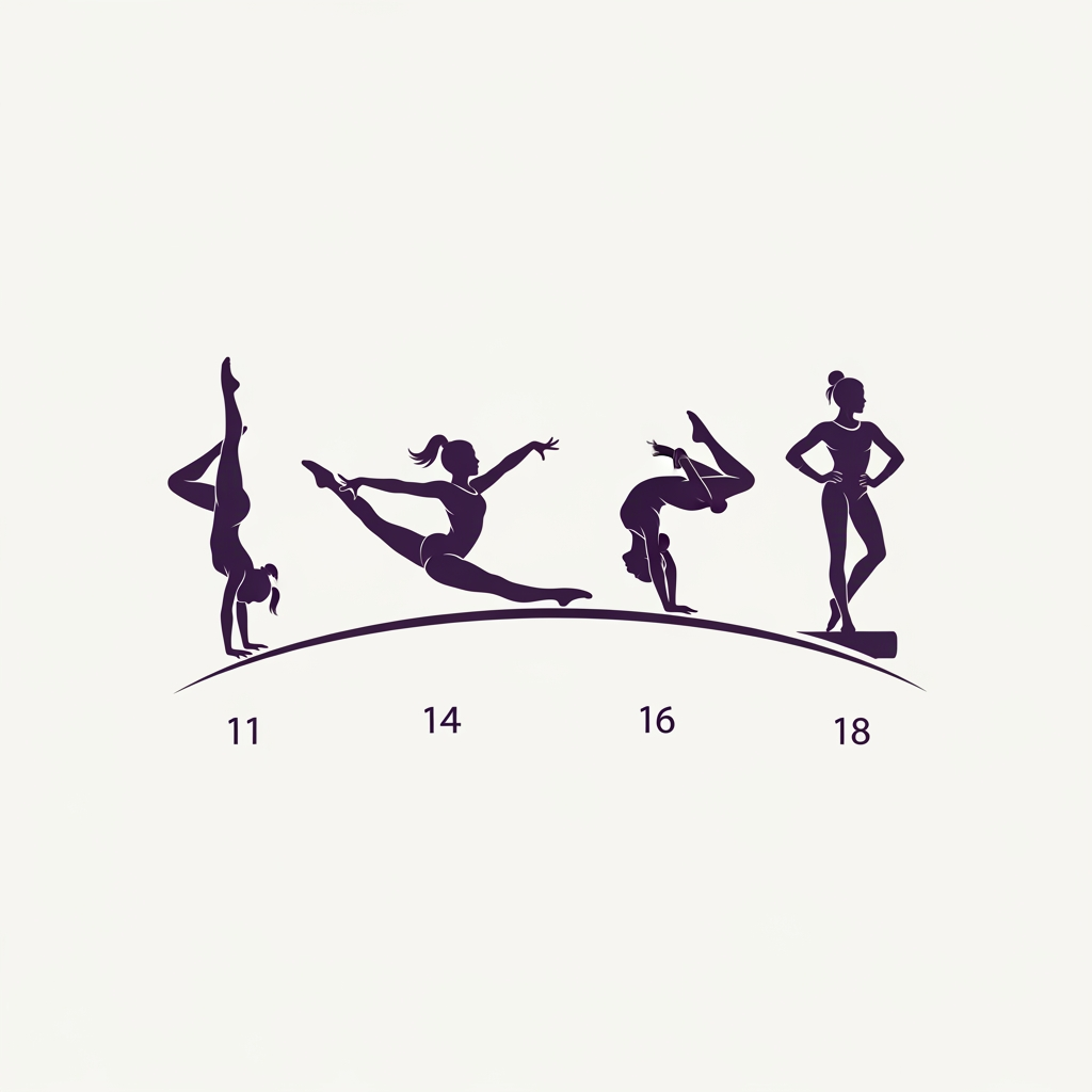 AI Design for Logo d'un petite fille qui fait de la gym à 11 ans et faire une évolution qui arrive à l'age de 18 ans. ET il faut 4 filles entre