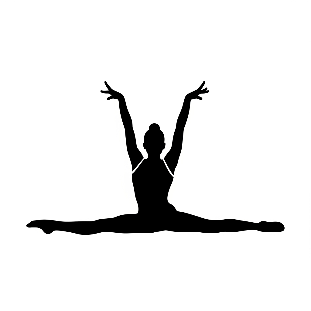 AI Design for pictogramme en noir et blanc d'une gymnaste qui fait un grand ecart